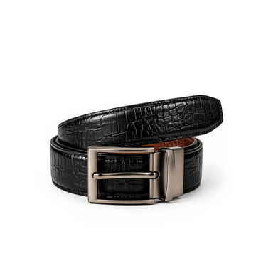 Crocodile 2 in 1  Textured 100% Leather formal Belt - Silver Buckle