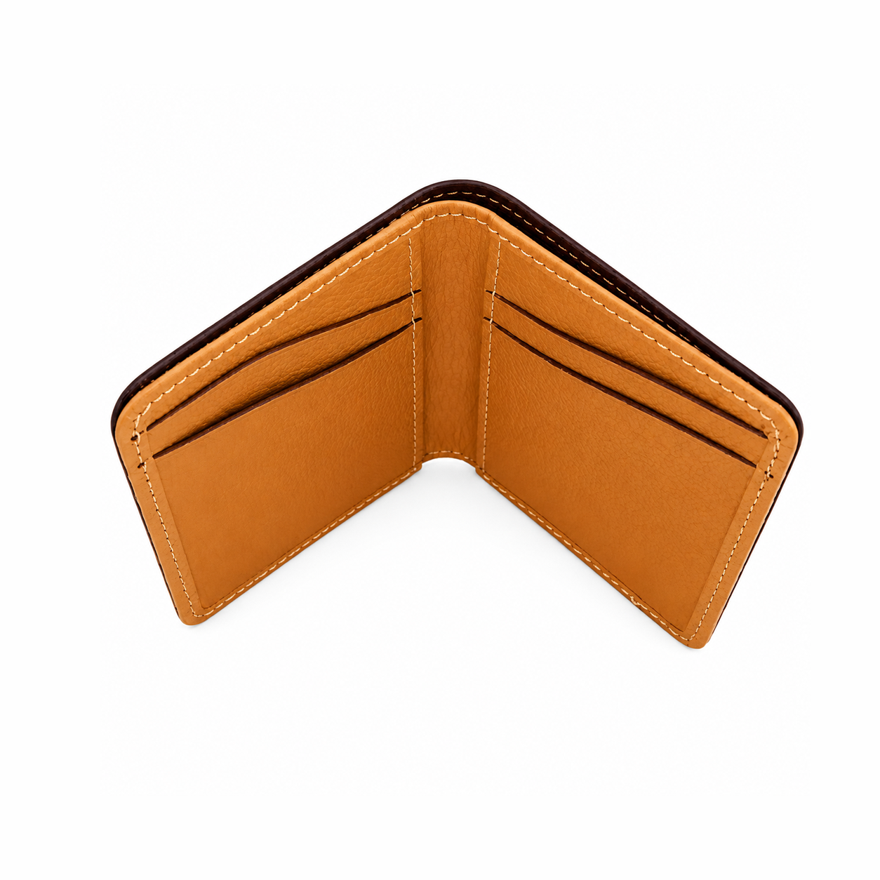 Premium Genuine Leather Bi-Fold Wallet | Brown & Tan | Slim Minimalist Men's Wallet
