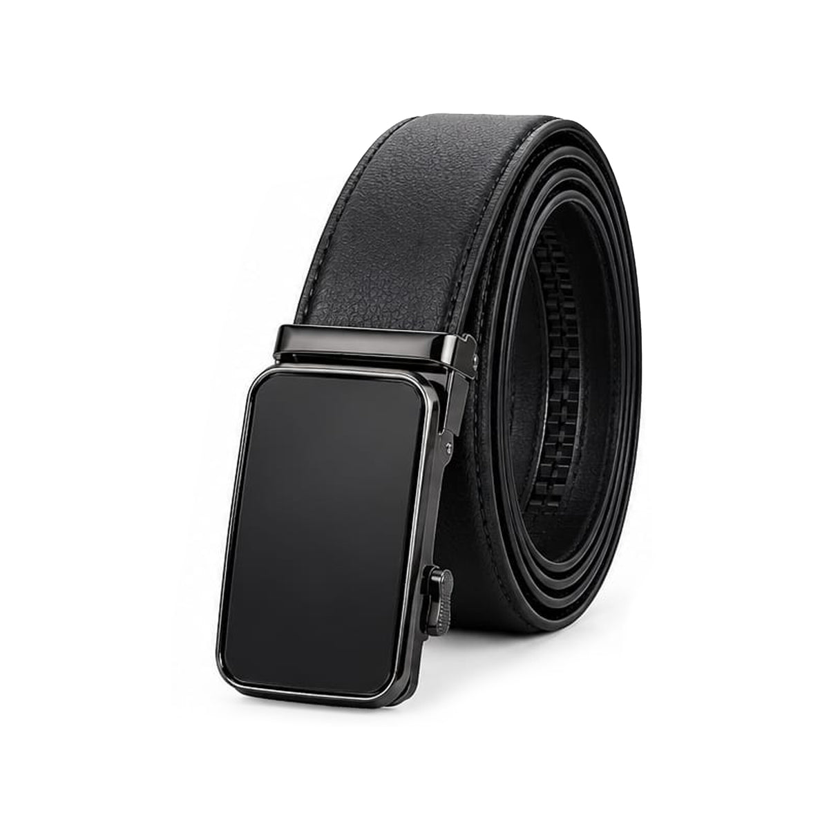 Leather Tides Premium Black Leather Ratchet Belt with Automatic Buckle