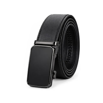 Leather Tides Premium Black Leather Ratchet Belt with Automatic Buckle