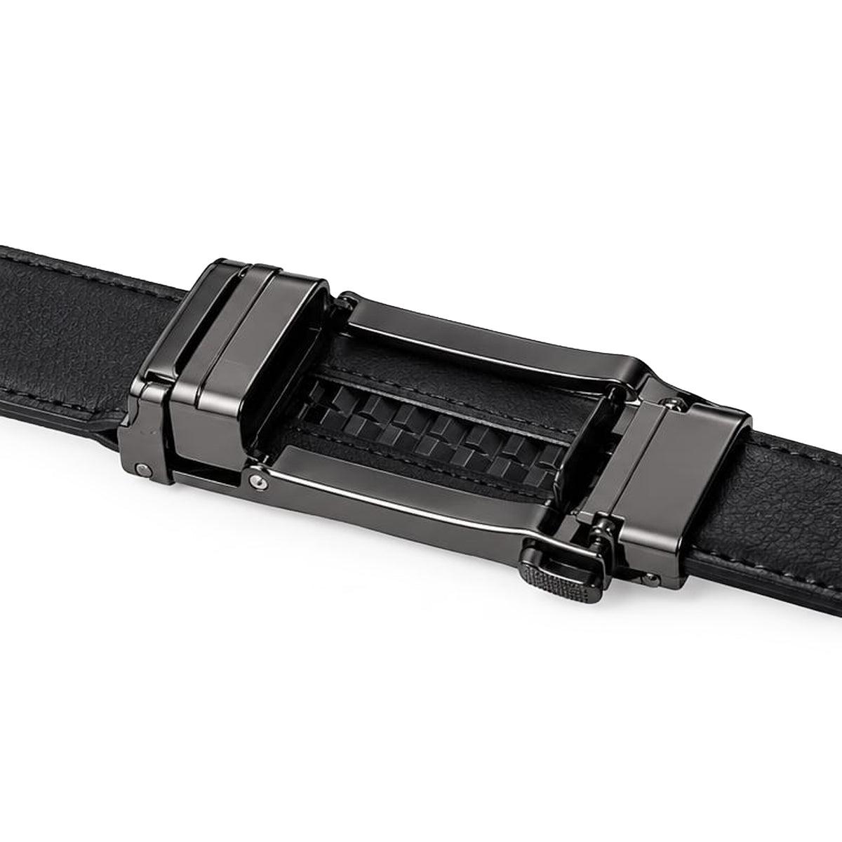 Leather Tides Premium Black Leather Ratchet Belt with Automatic Buckle