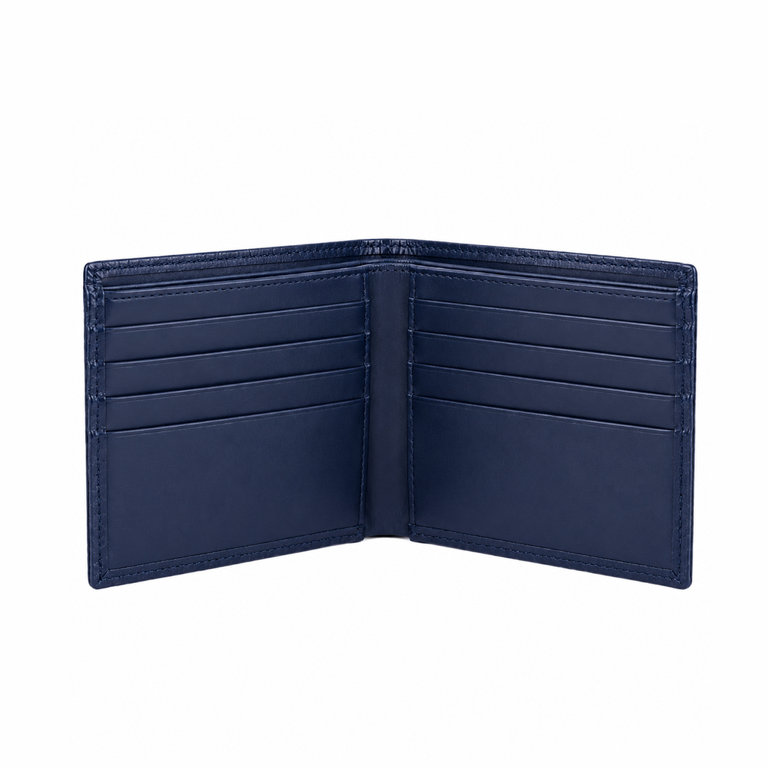 Premium Genuine Leather Blue Textured Bi-Fold Wallet | Slim RFID-Style Men's Wallet