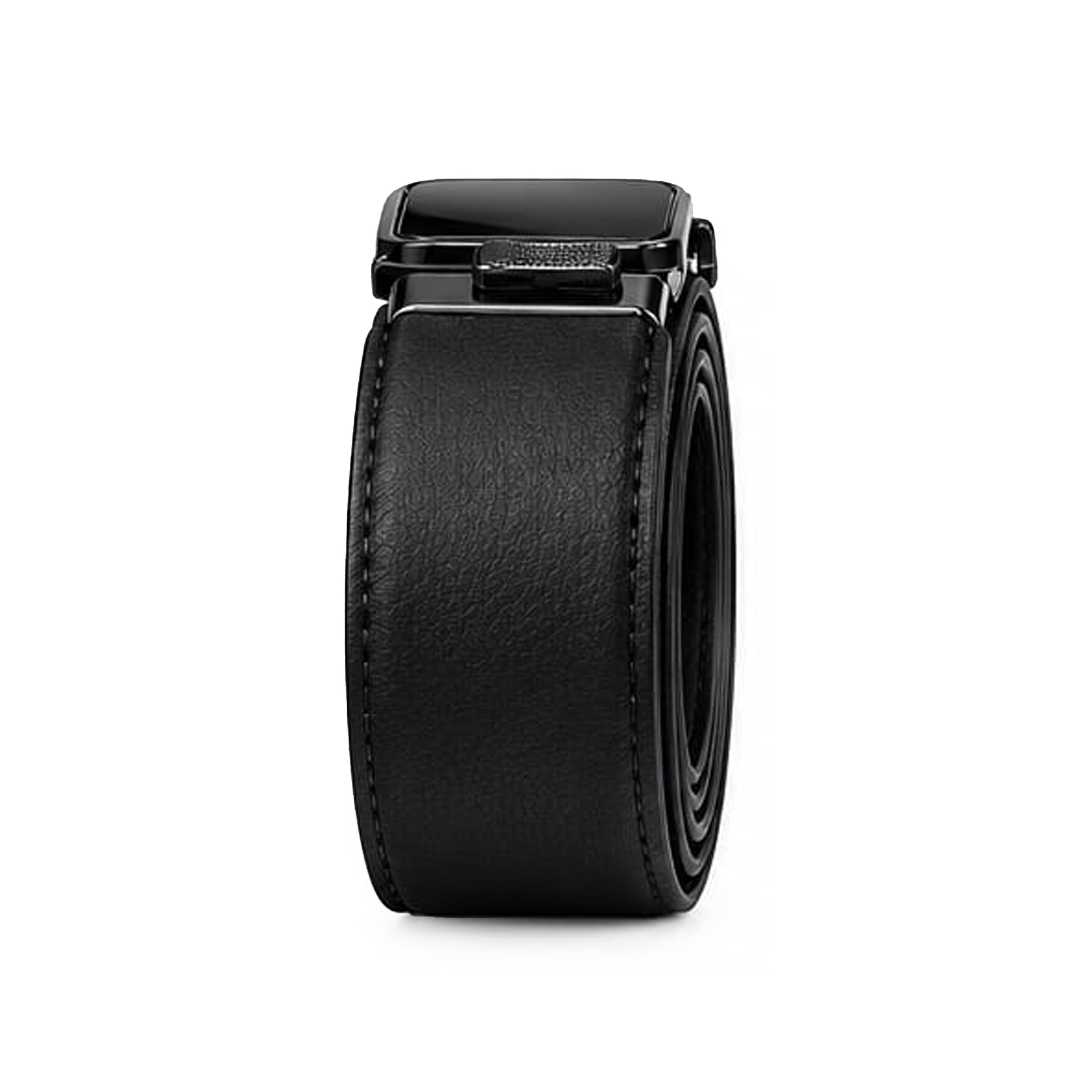 Leather Tides Premium Black Leather Ratchet Belt with Automatic Buckle