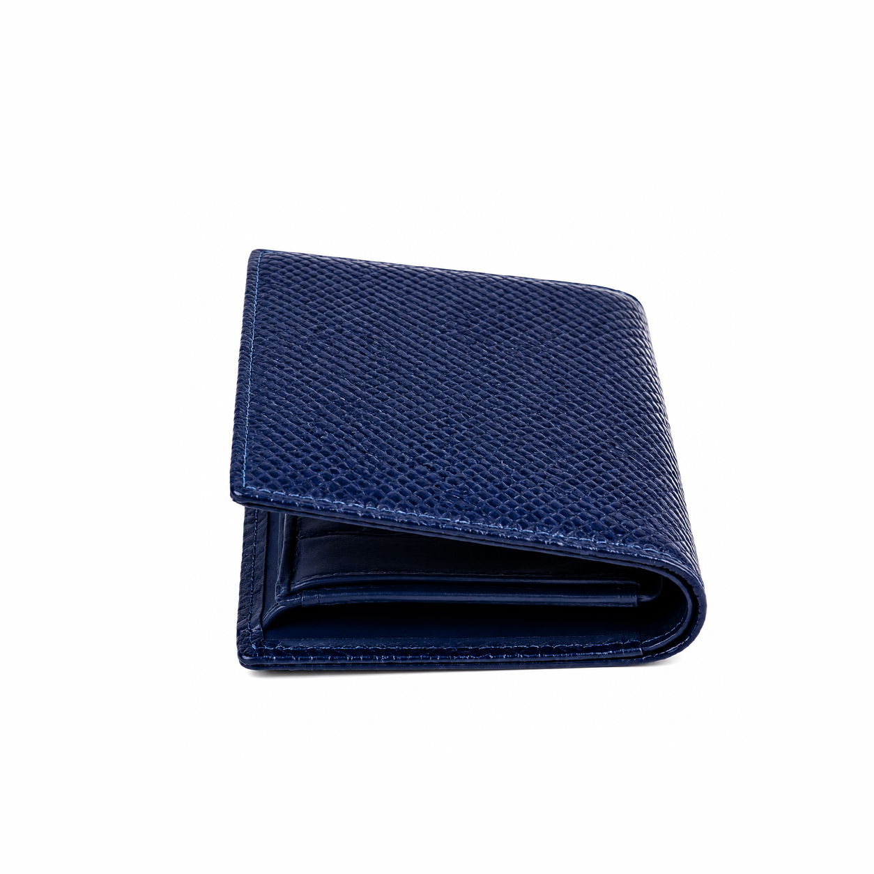 Premium Genuine Leather Blue Textured Bi-Fold Wallet | Slim RFID-Style Men's Wallet