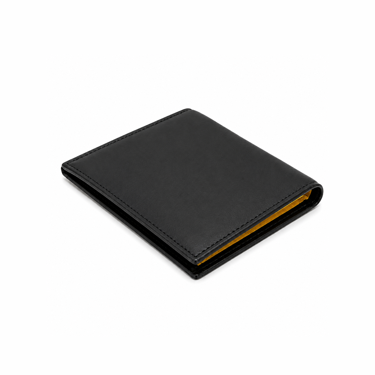 Premium Genuine Leather Black & Yellow Bi-Fold Wallet | Slim Men's Wallet | Modern Contrast Design