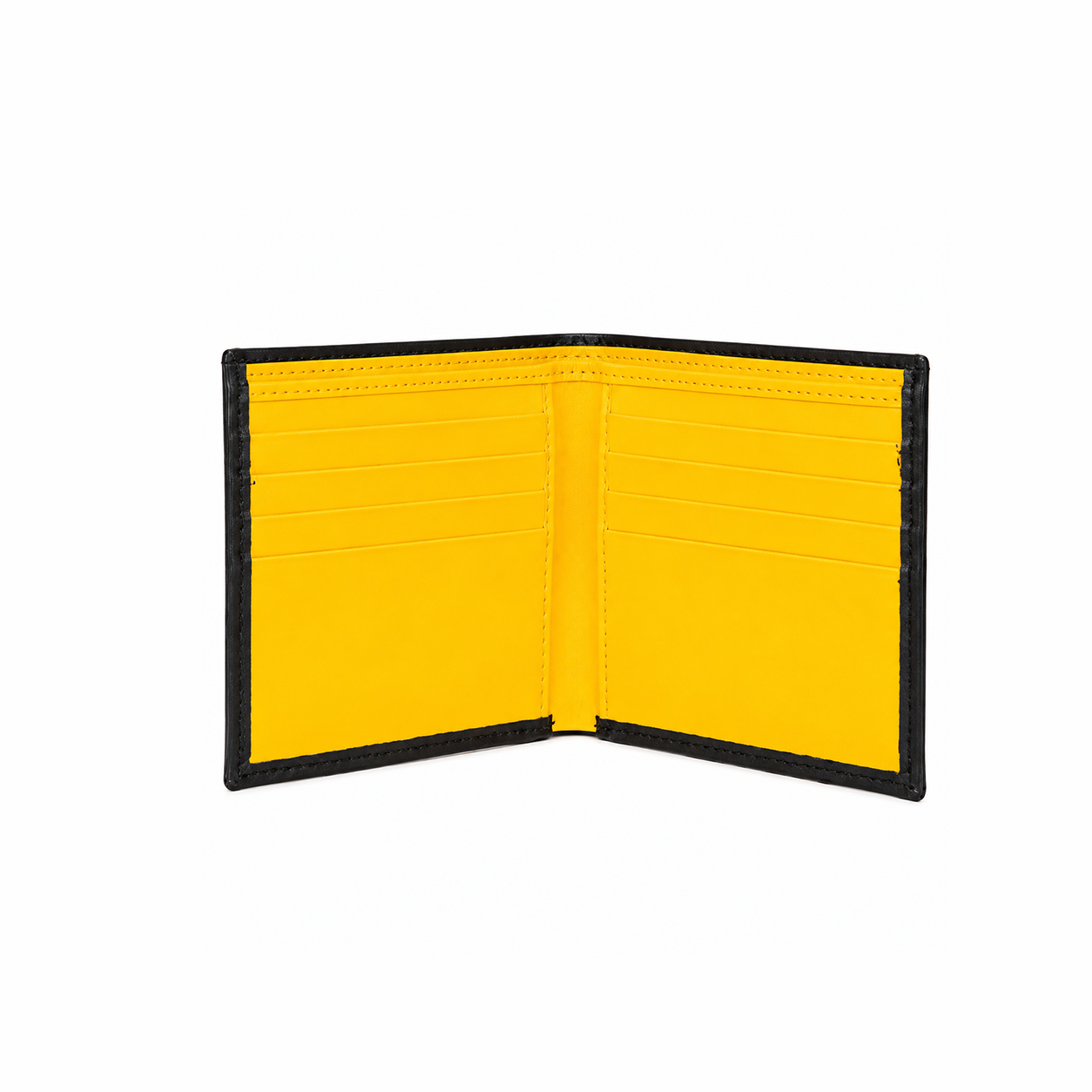 Premium Genuine Leather Black & Yellow Bi-Fold Wallet | Slim Men's Wallet | Modern Contrast Design