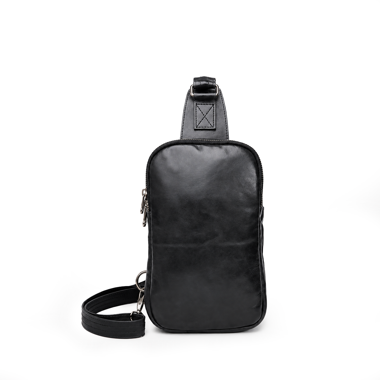 Made to Order Classic Black Leather Sling Bag