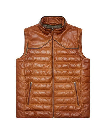 Cognac Quilted Leather Vest