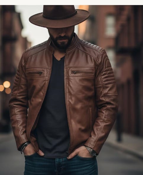 Vintage Brown Racer Leather Jacket