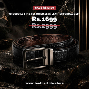 Crocodile 2 in 1  Textured 100% Leather formal Belt - Silver Buckle