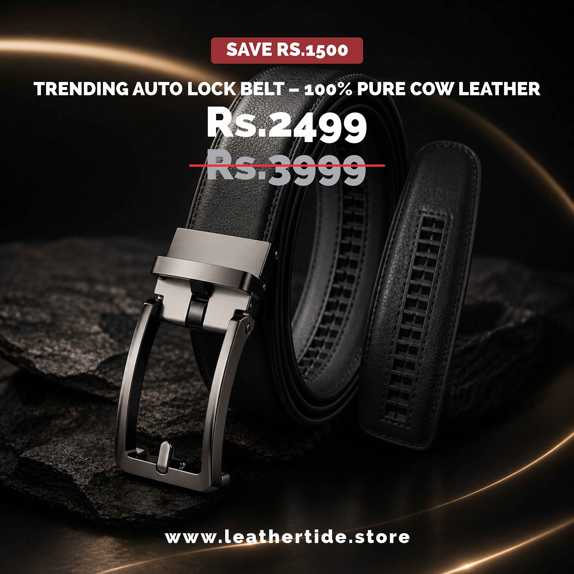Leather Tide™ Trending Auto Lock Belt – 100% Pure Cow Leather