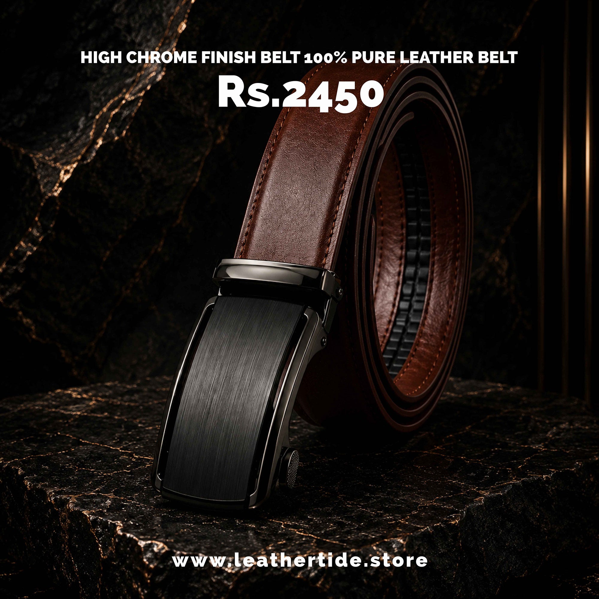 Chocolate Brown  High Chrome Finish Belt 100%  Pure Leather Belt - No Peeling or Cracking - Best For Dress Pant