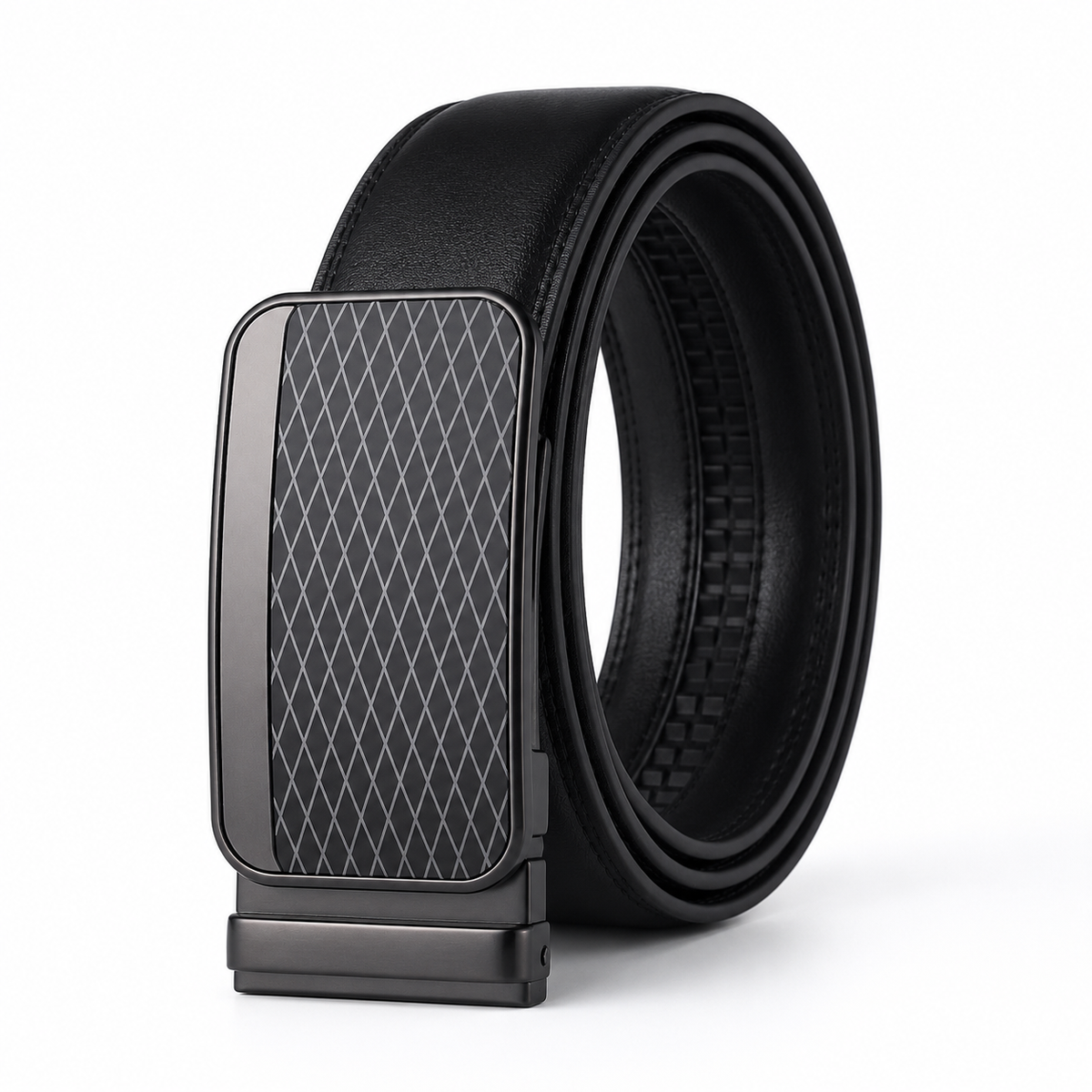 Premium Black Diamond Pattern Automatic Ratchet Belt