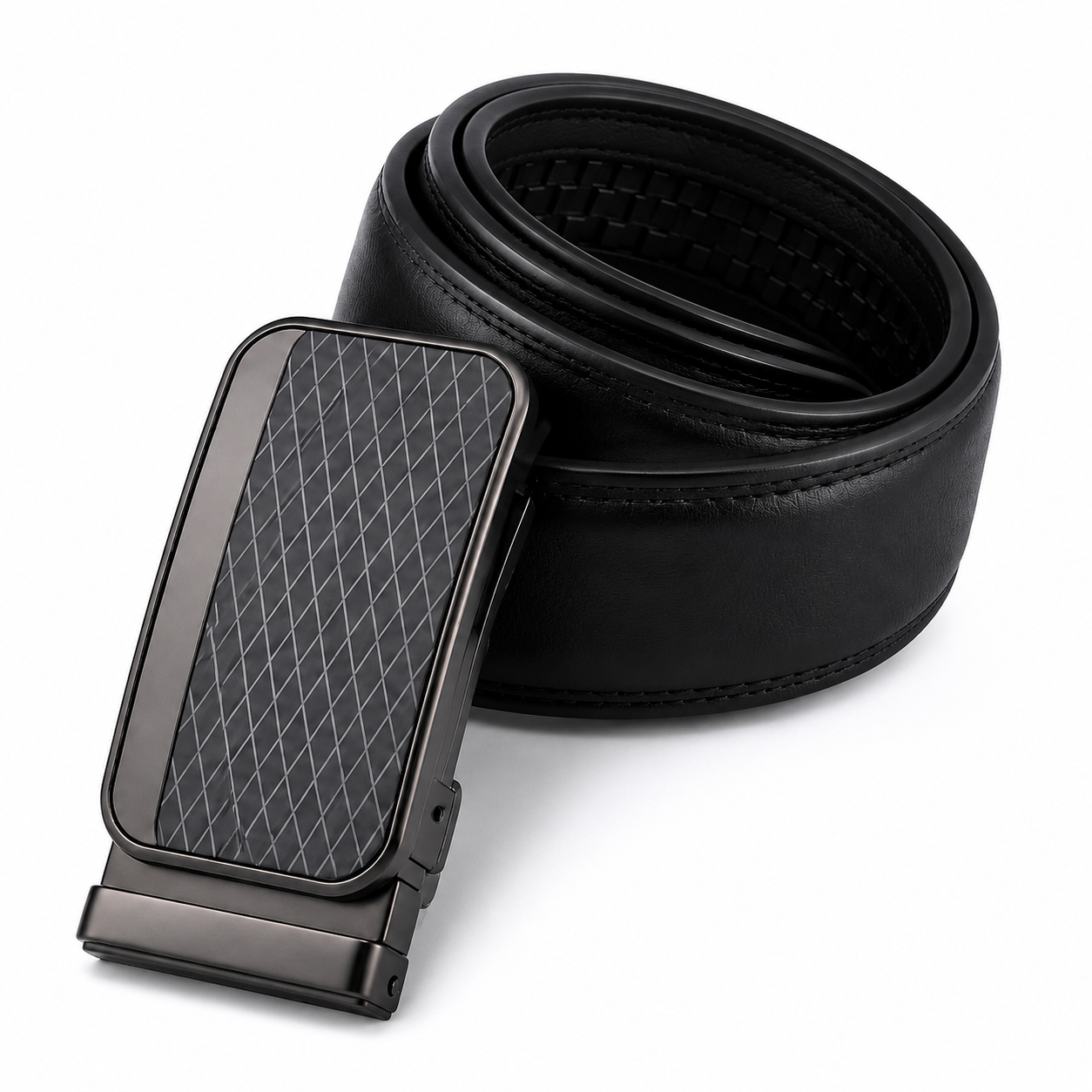 Premium Black Diamond Pattern Automatic Ratchet Belt