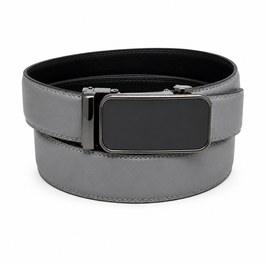 100% Pure Genuine Leather Grey Auto-Lock Executive Belt