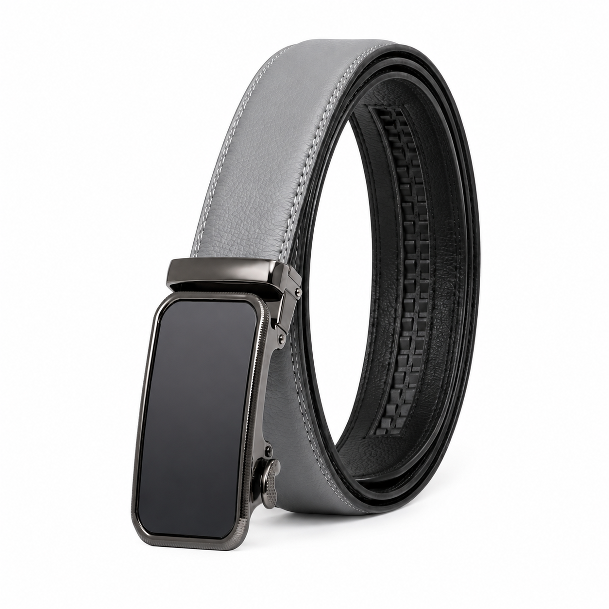 100% Pure Genuine Leather Grey Auto-Lock Executive Belt