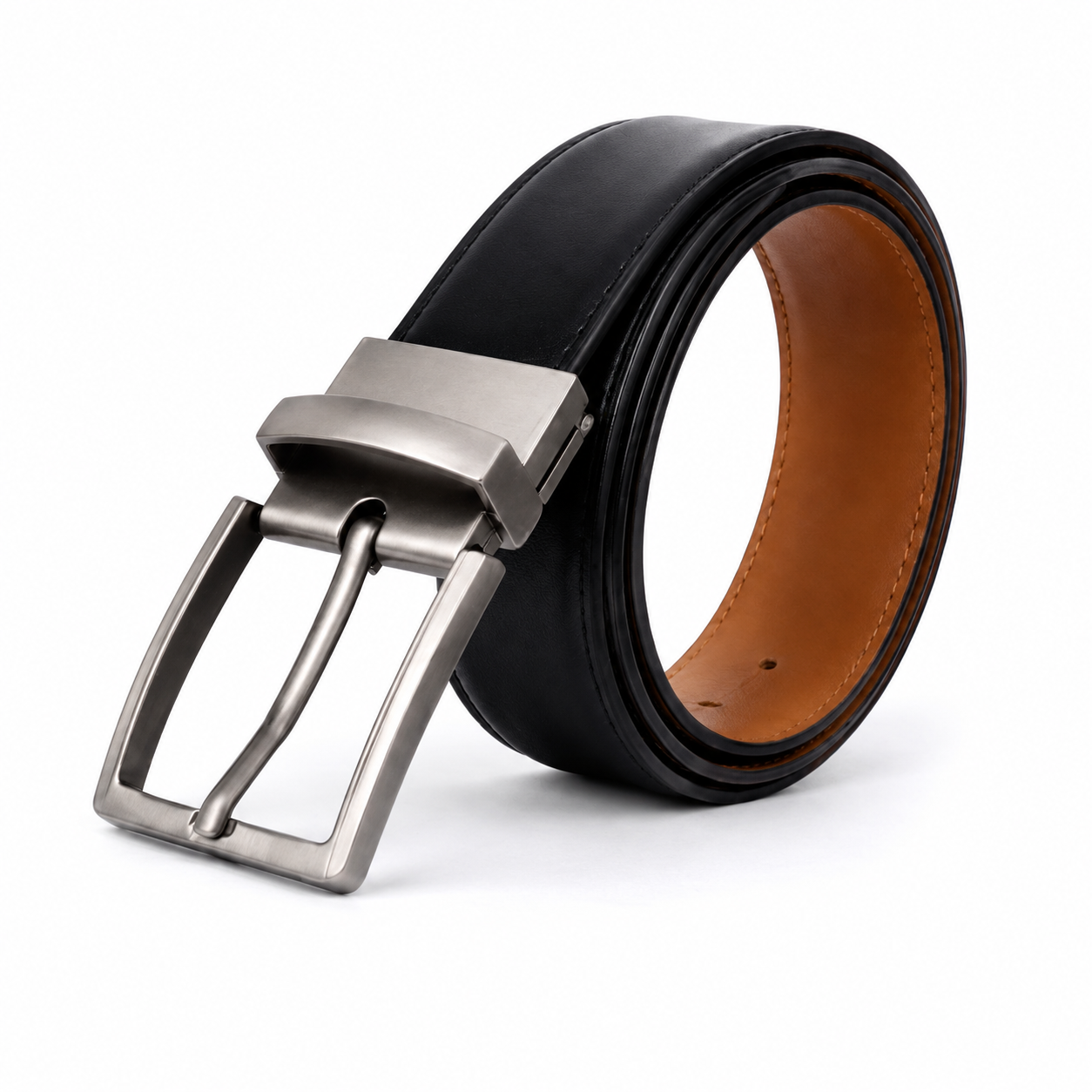 2-in-1 Reversible Genuine Leather Belt – Black & Brown | Premium Dress Belt for Men
