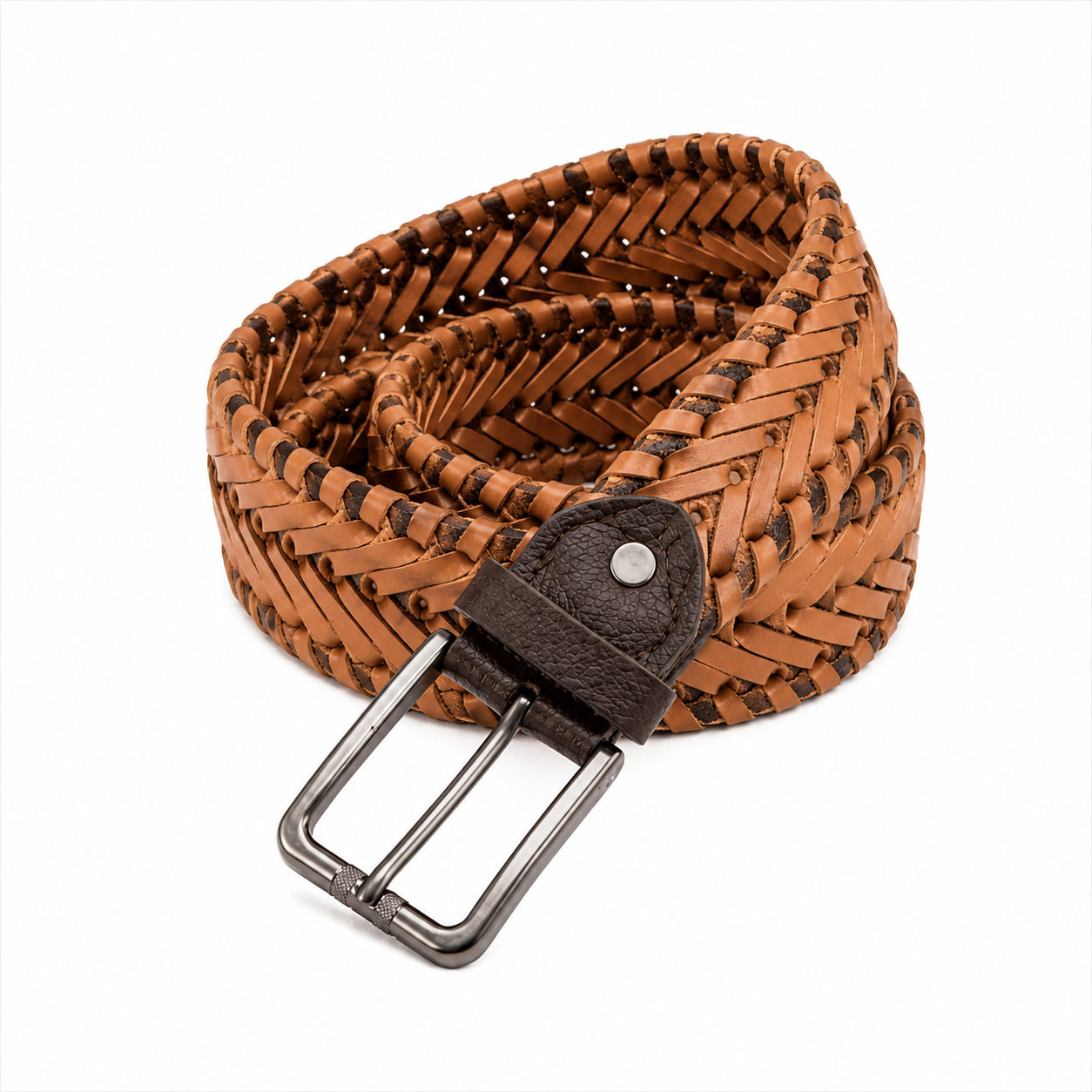 Leather Tide Tan 100% Braided Genuine Leather Belt
