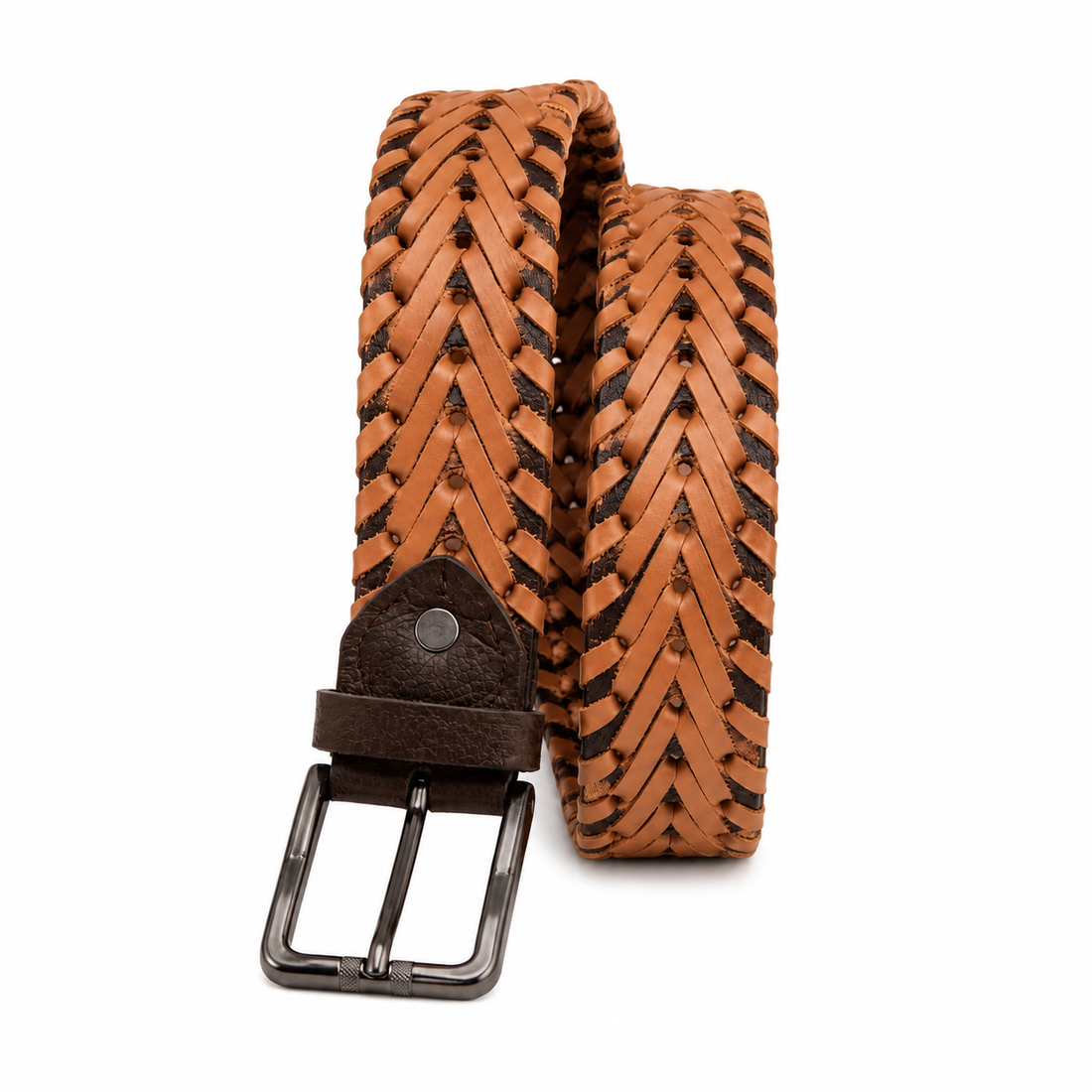 Leather Tide Tan 100% Braided Genuine Leather Belt