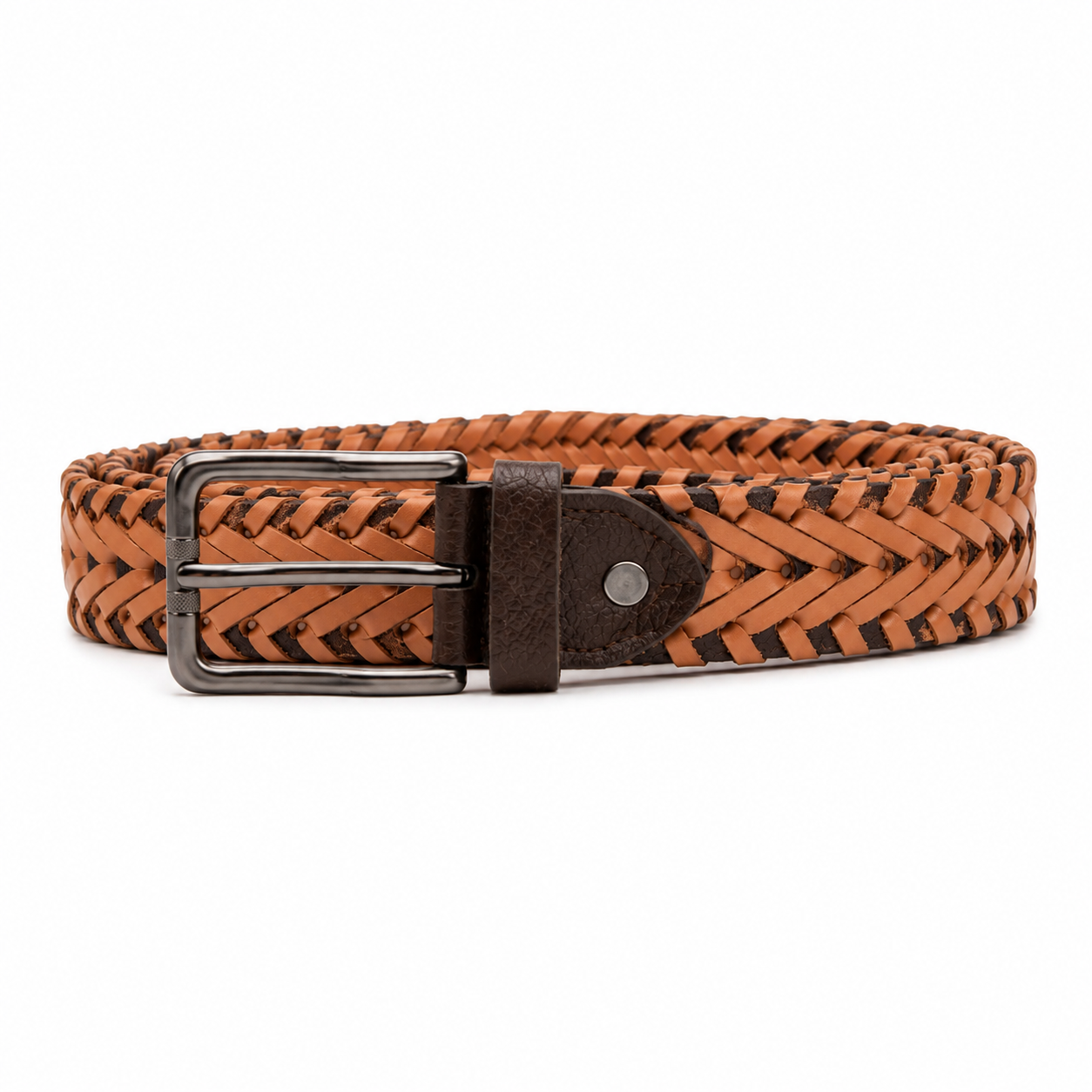 Leather Tide Tan 100% Braided Genuine Leather Belt
