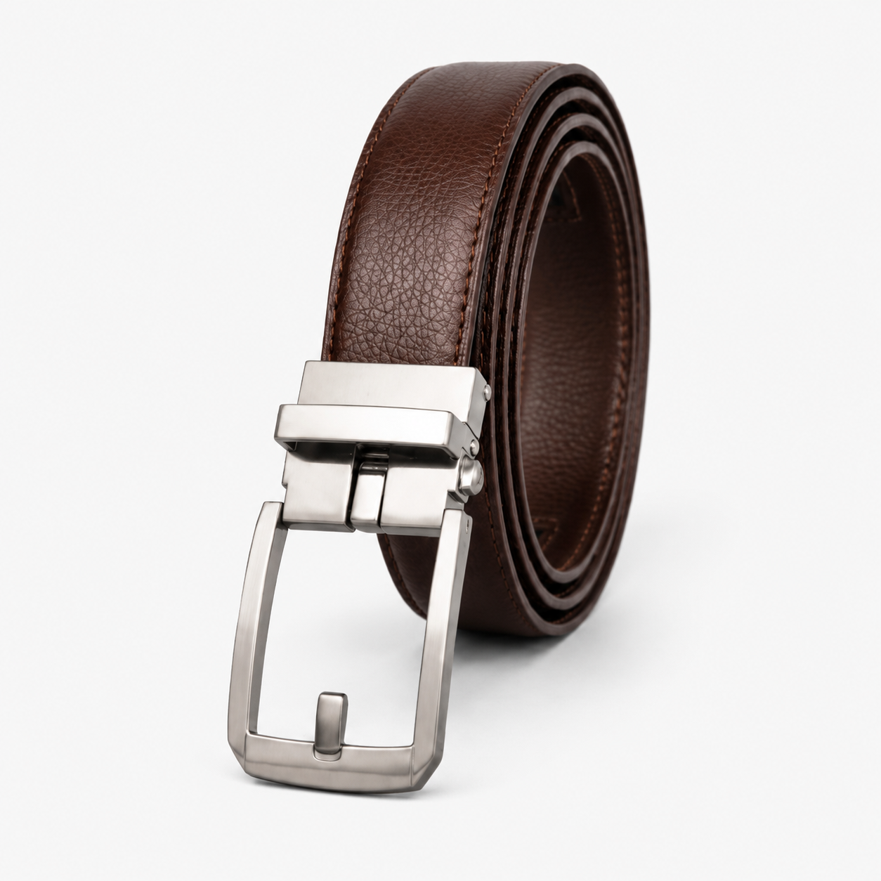 Leather Tide™ Chocolate Brown Trending Auto Lock Belt – 100% Pure Leather