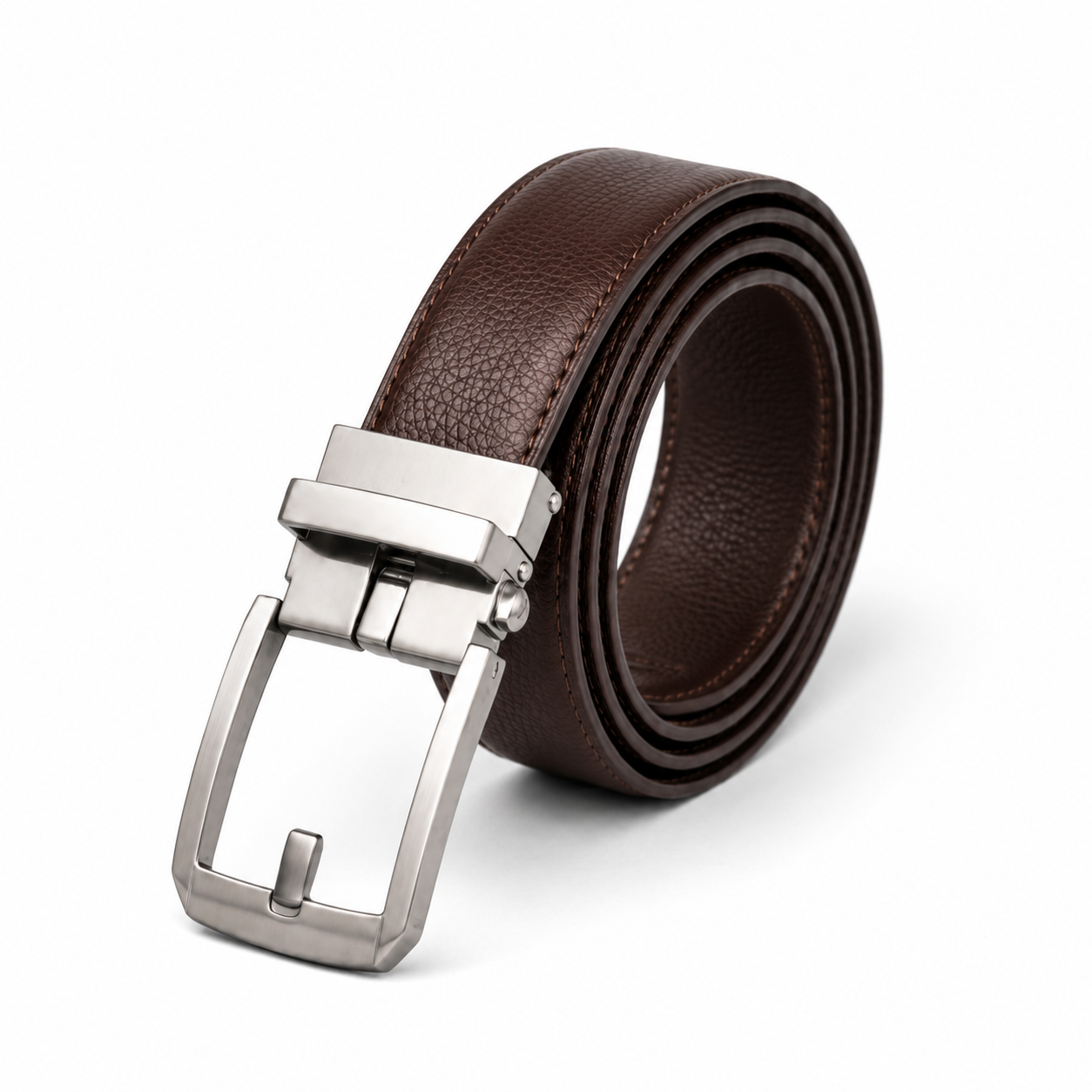 Leather Tide™ Chocolate Brown Trending Auto Lock Belt – 100% Pure Leather