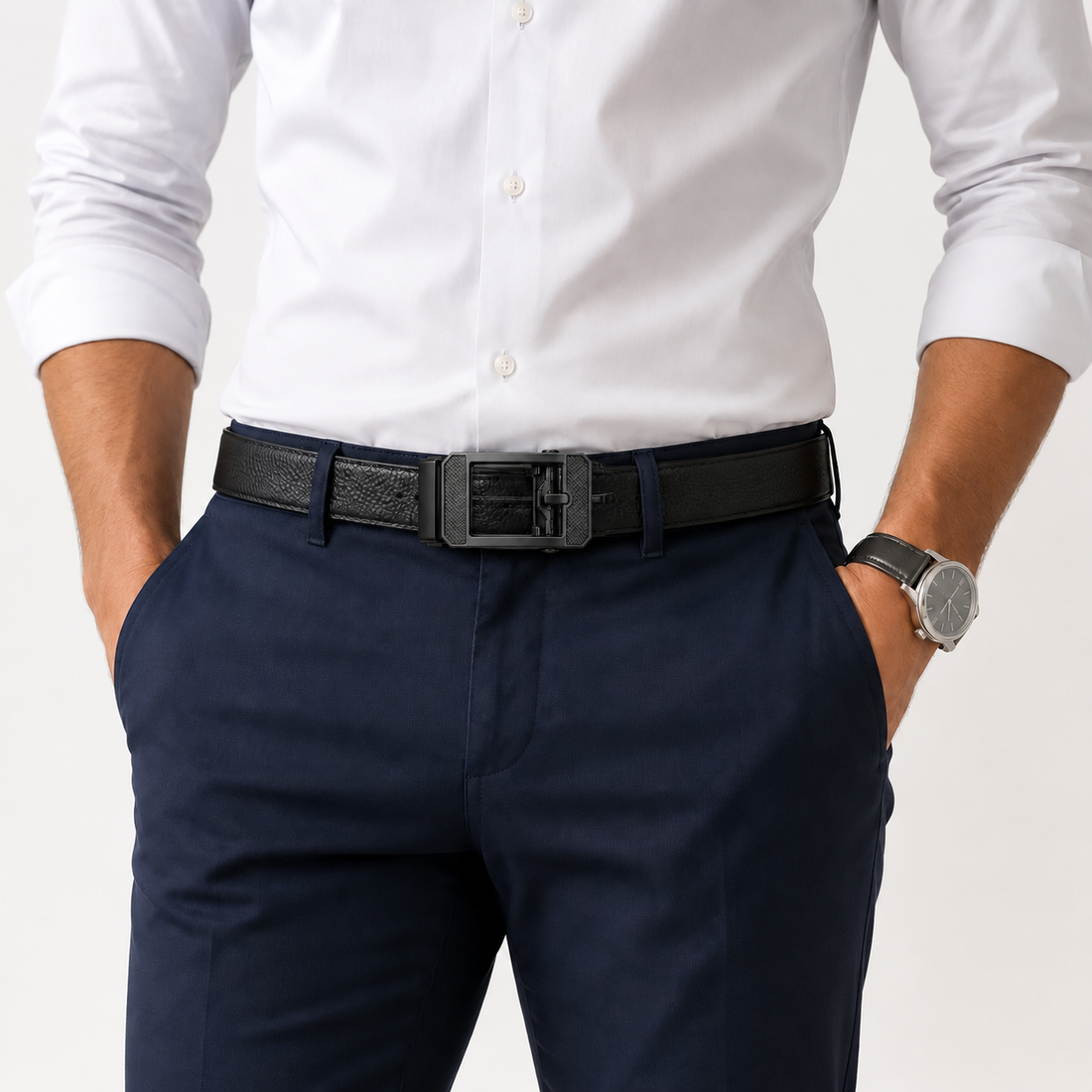 Premium Synthetic Leather Automatic Buckle Belt