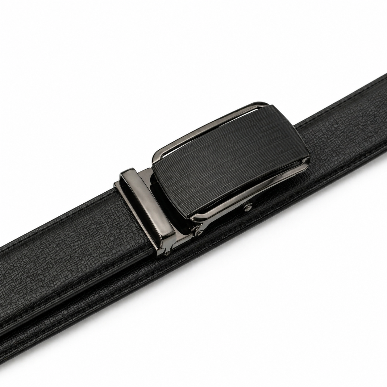 Leather Tide™ Signature Gloss Buckle Auto-Lock Belt – Black