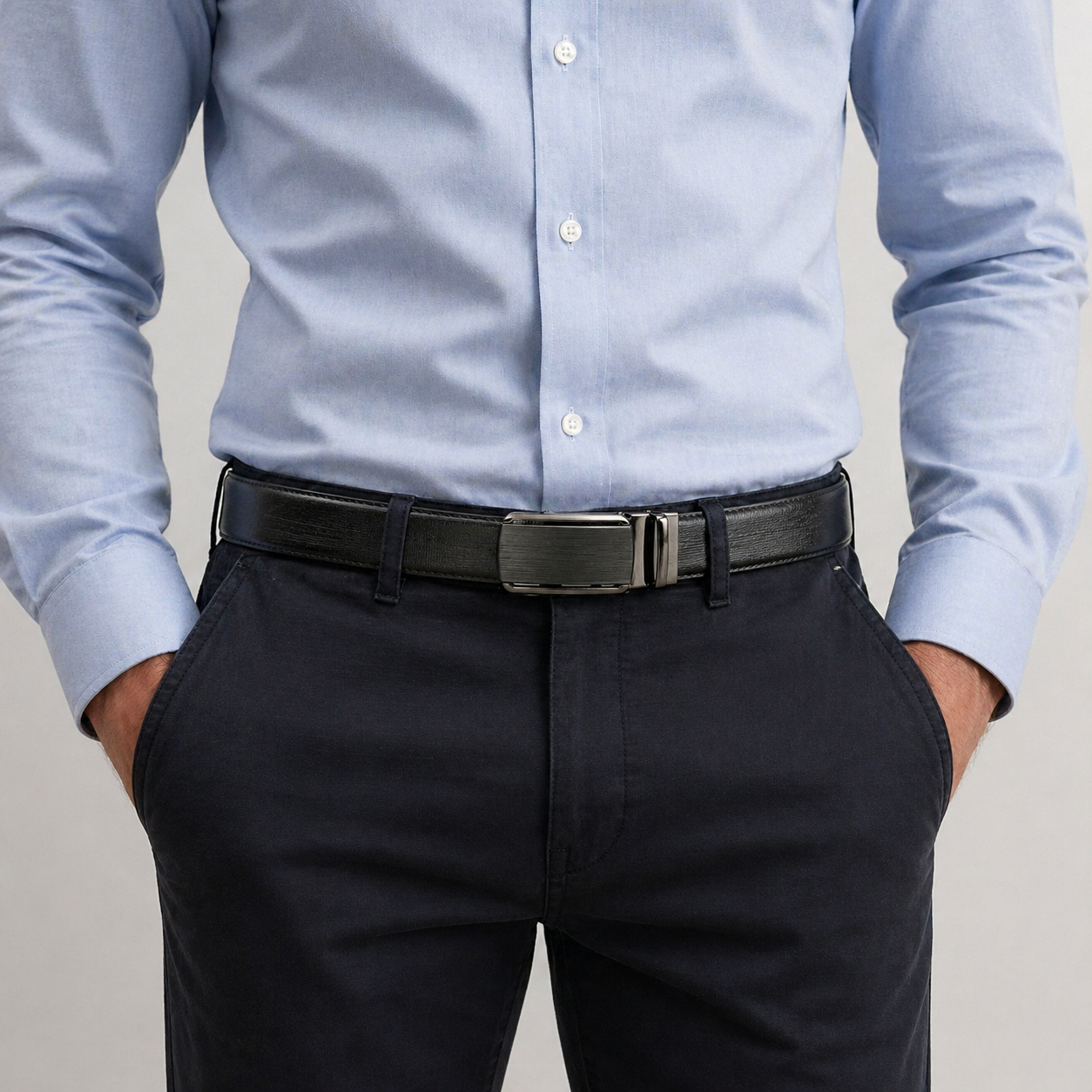 Leather Tide™ Automatic Buckle Belt – Full Grain Leather, Adjustable Fit