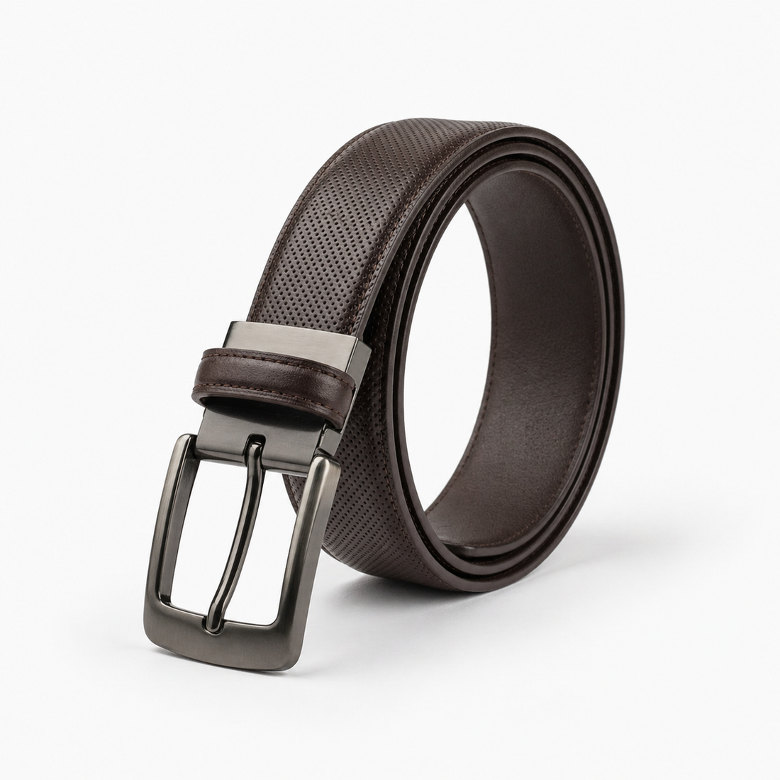 2-in-1 Double-Sided Cow Leather High Chrome Finish Belt - Perforated Black & Brown