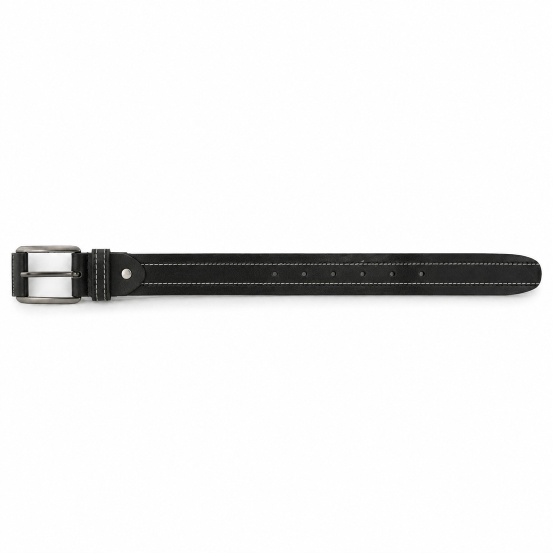 Full Grain 100% Pure Leather Belt - White Contrast Stitching