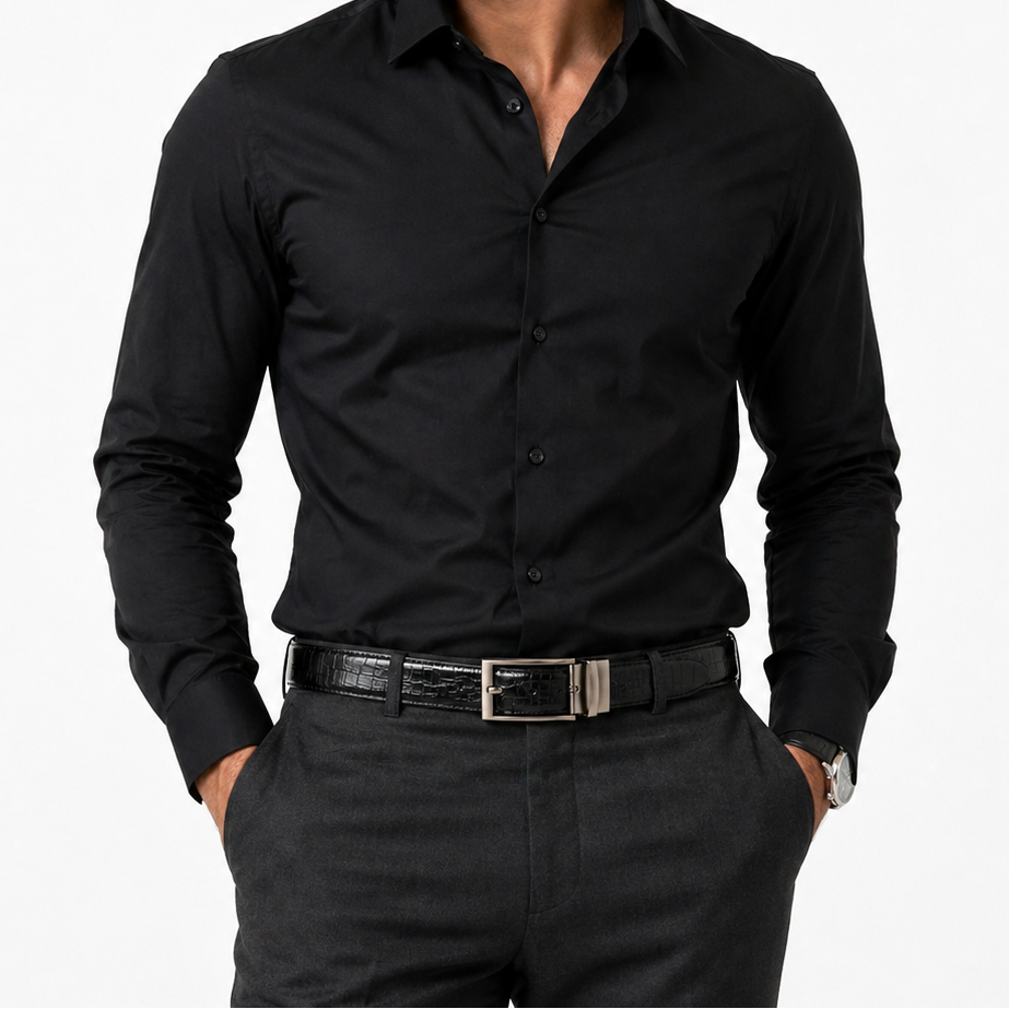 Crocodile 2 in 1  Textured 100% Leather formal Belt - Silver Buckle