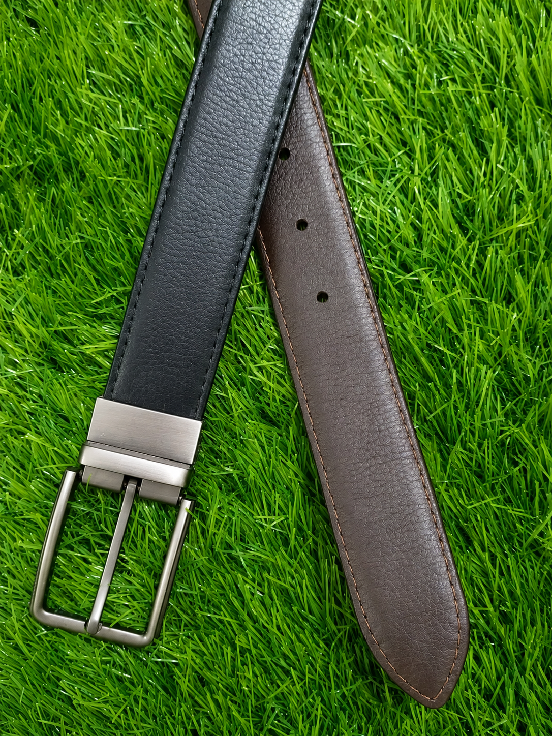 100% Pure Leather 2 in 1  belt Black & Brown
