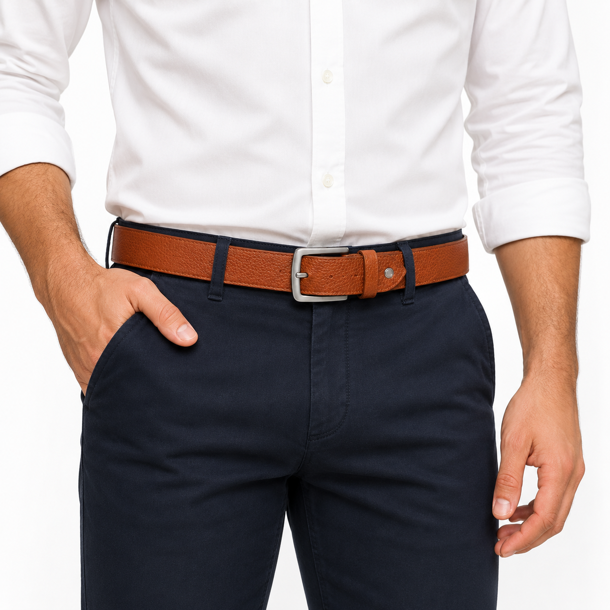 Full Grain 100% Pure Buffalo Leather Belt - No Peeling or Cracking - Best For Jeans- Crocuffalo Brown