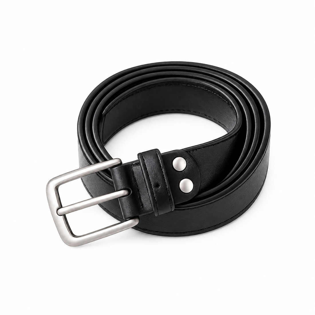 High Chrome Finish Belt 100% Genuine Leather Belt with Classic Metal Buckle – Black Premium Waist Strap