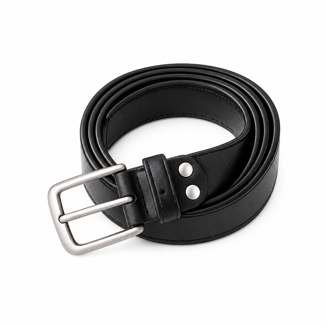 High Chrome Finish Belt 100% Genuine Leather Belt with Classic Metal Buckle – Black Premium Waist Strap