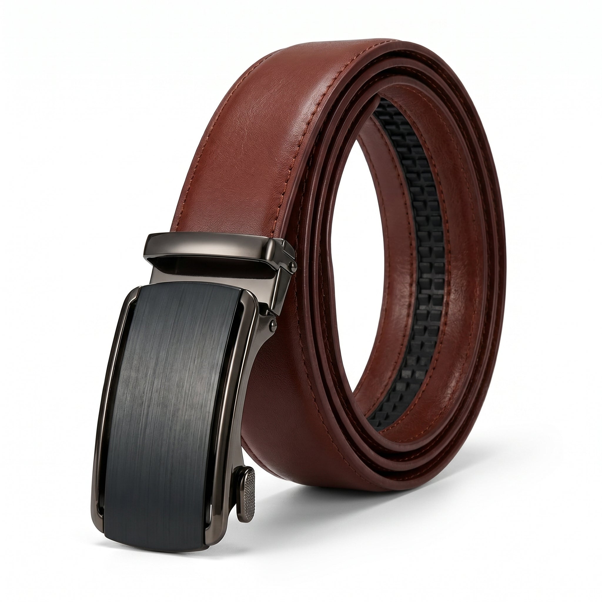 Chocolate Brown  High Chrome Finish Belt 100%  Pure Leather Belt - No Peeling or Cracking - Best For Dress Pant
