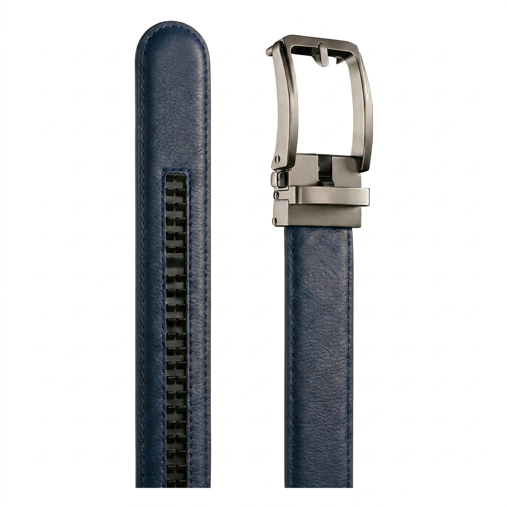 Leather Tide™ Trending Auto Lock Belt – 100% Pure Cow Leather Black Brown Deep Navy Blue