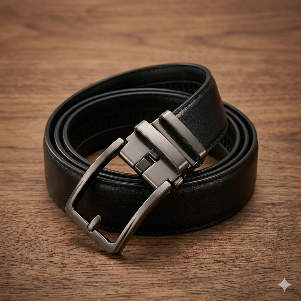 Leather Tide™ Trending Auto Lock Belt – 100% Pure Cow Leather Black Brown Deep Navy Blue