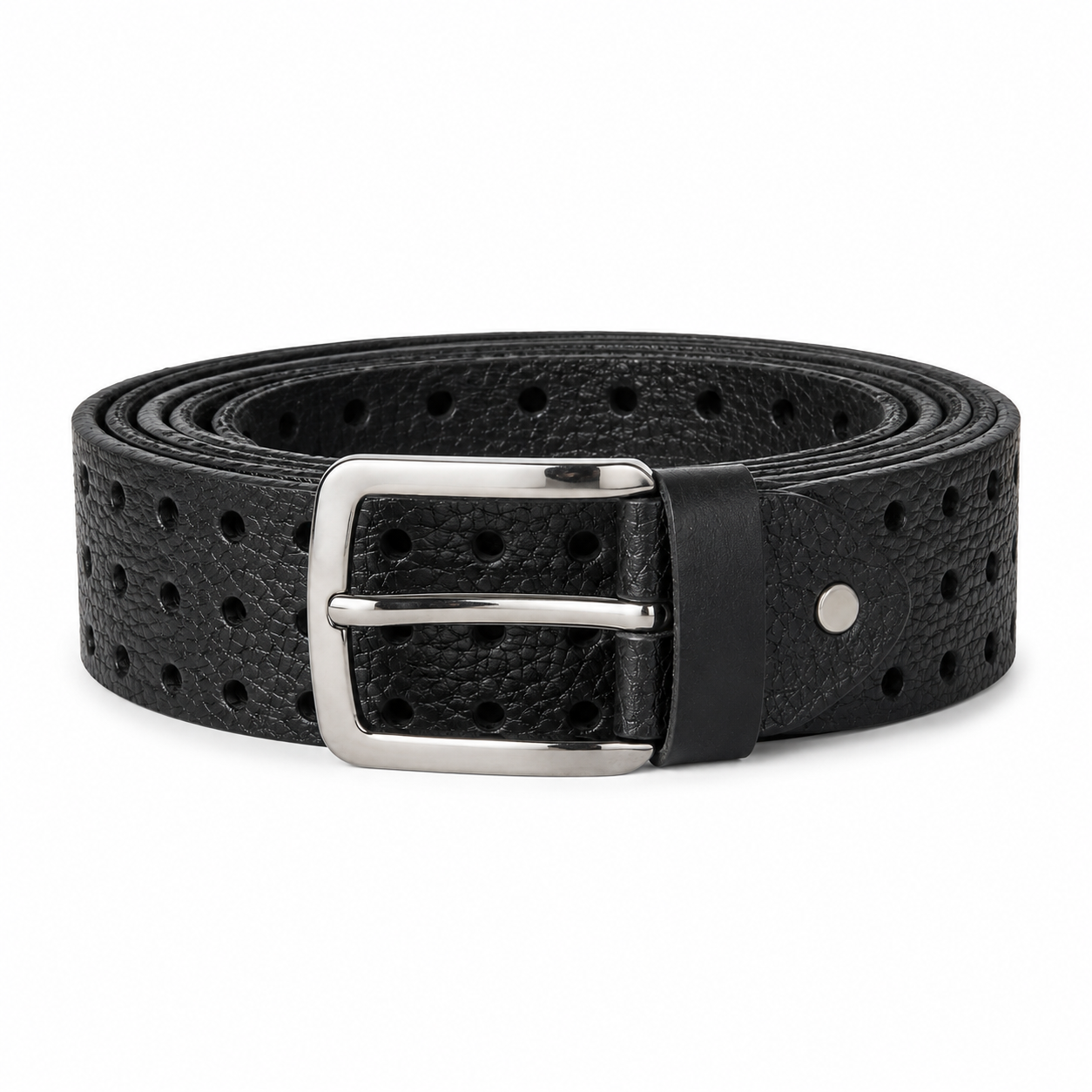 LeatherTide Perforated Black Jeans Belt