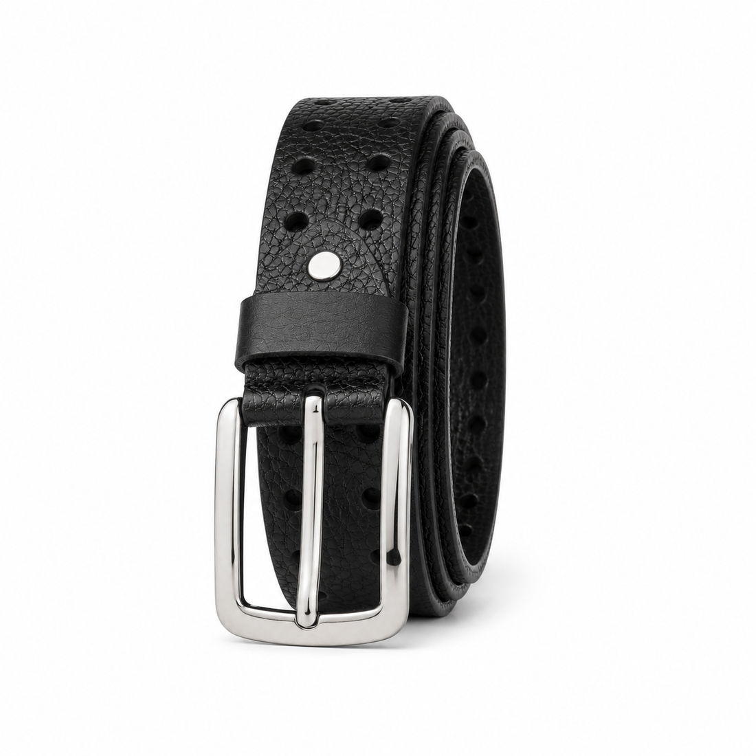 LeatherTide Perforated Black Jeans Belt