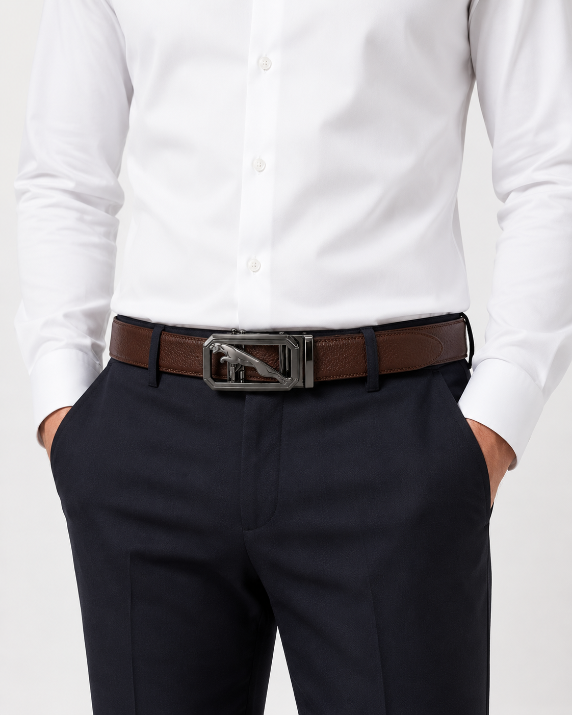 Premium Panther Auto-Lock Leather Belt for Men