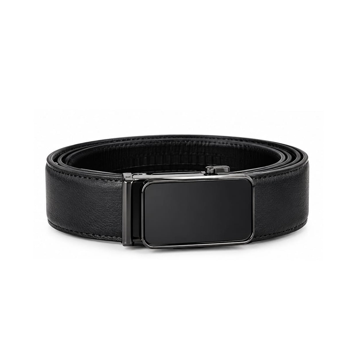 Leather Tides Premium Black Leather Ratchet Belt with Automatic Buckle