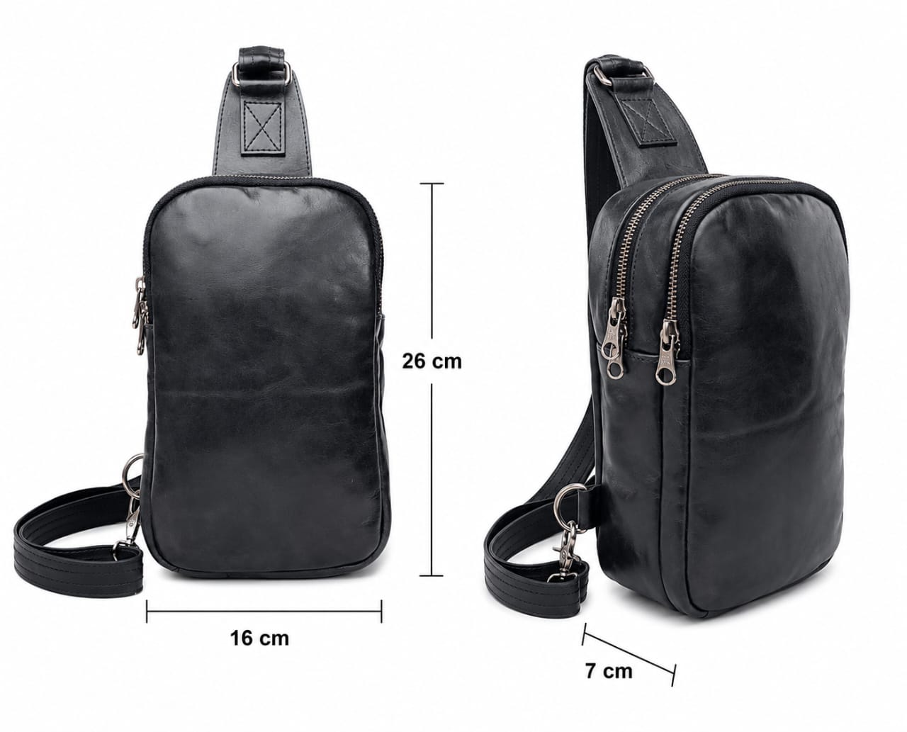Made to Order Classic Black Leather Sling Bag
