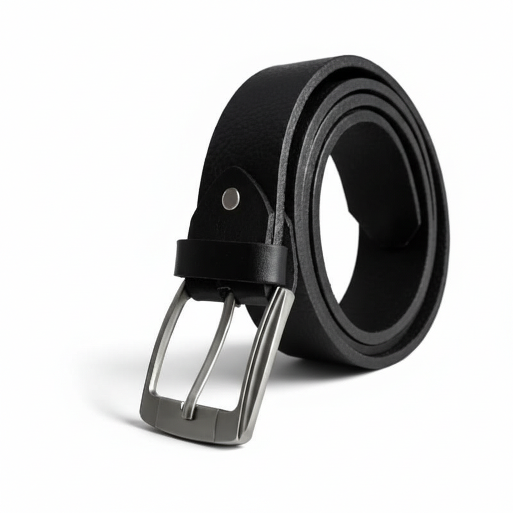Black Full Grain 100%  Pure Leather Belt- No Peeling or Cracking - Best For Dress Pant&Jeans