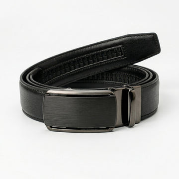 Leather Tide™ Signature Gloss Buckle Auto-Lock Belt – Black